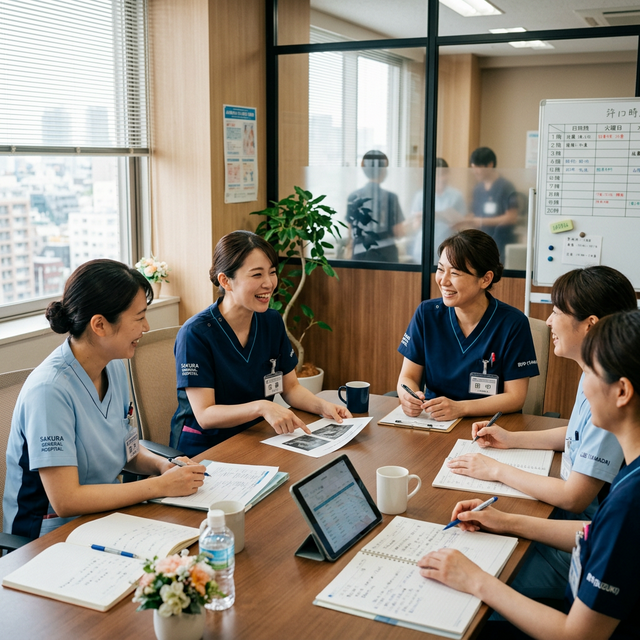 訪問看護ステーションのスタッフがミーティングをしている様子